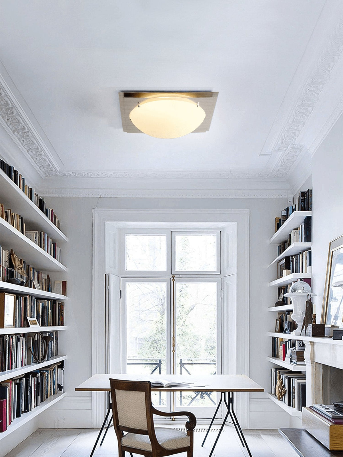Vane Glass & steel Ceiling Lamp