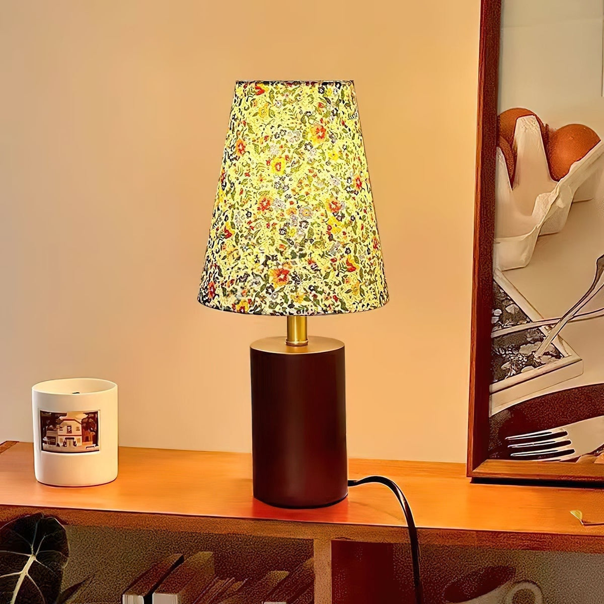 Elvivelia Vintage Wood Table Lamp