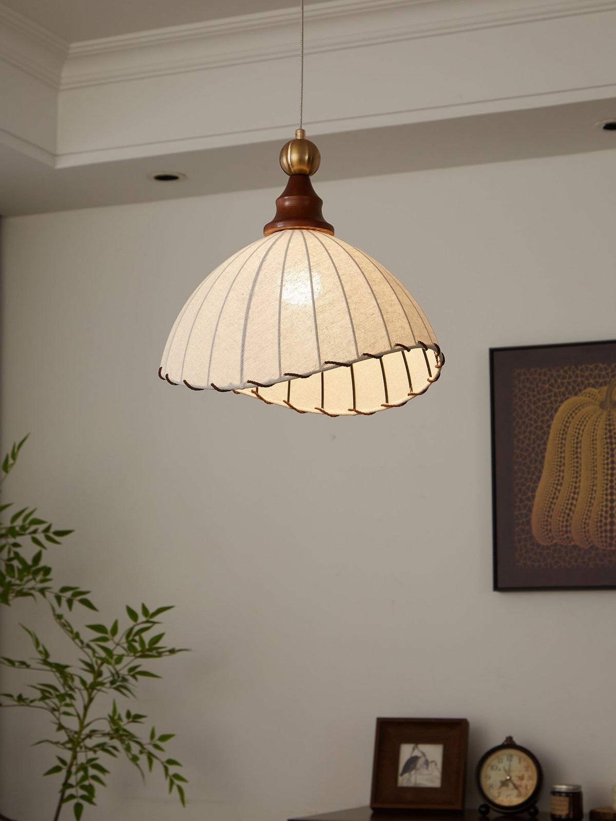 Earian Wood Fabric Elegant Pendant Light