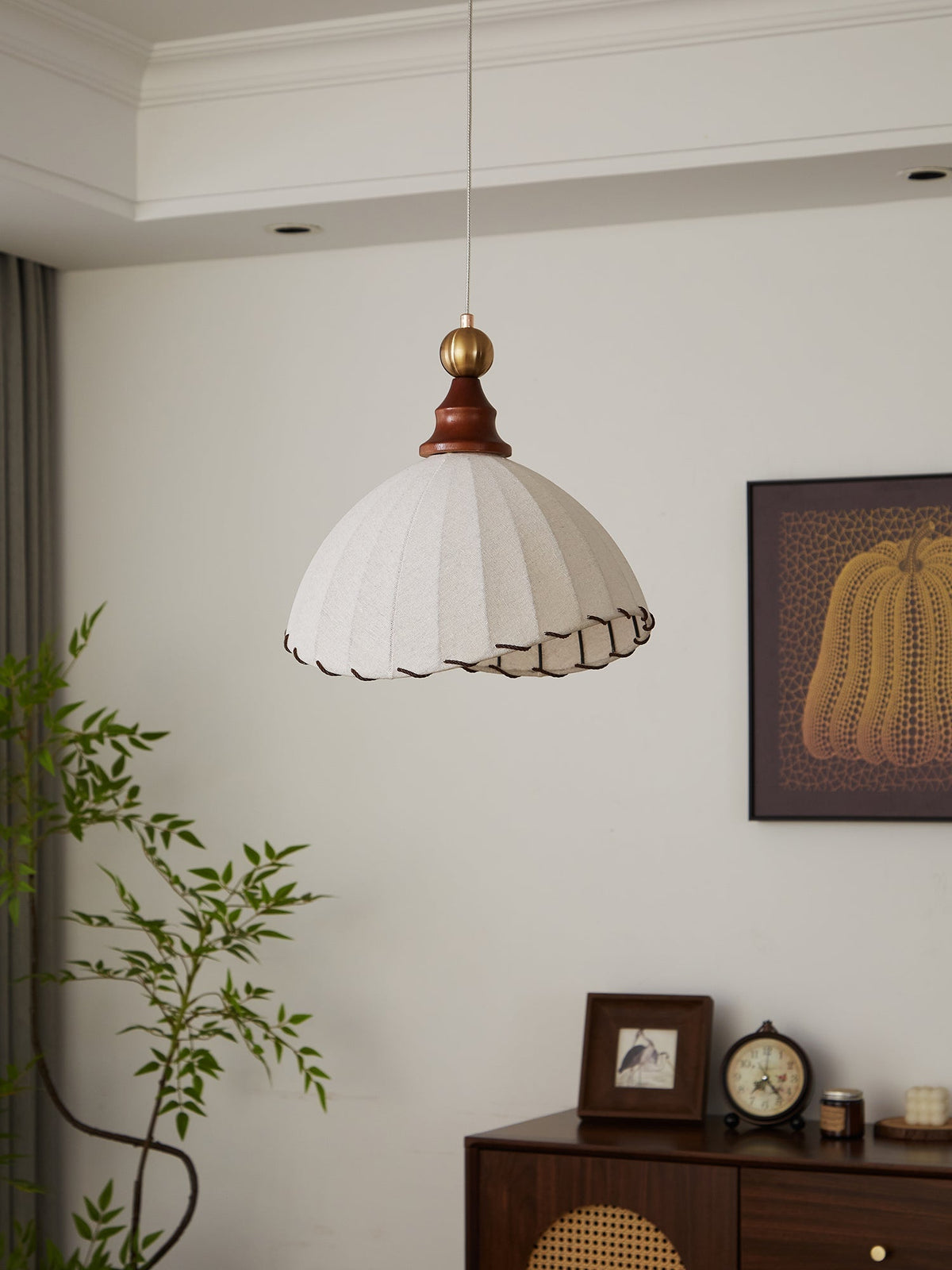 Earian Wood Fabric Elegant Pendant Light
