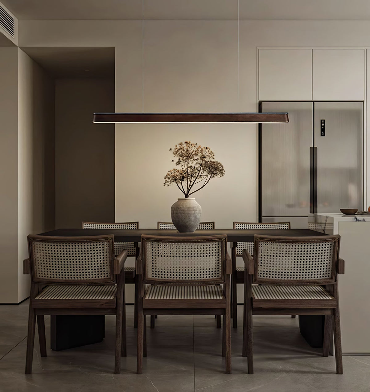 Zura Industrial Wood Linear Pendant Lamp