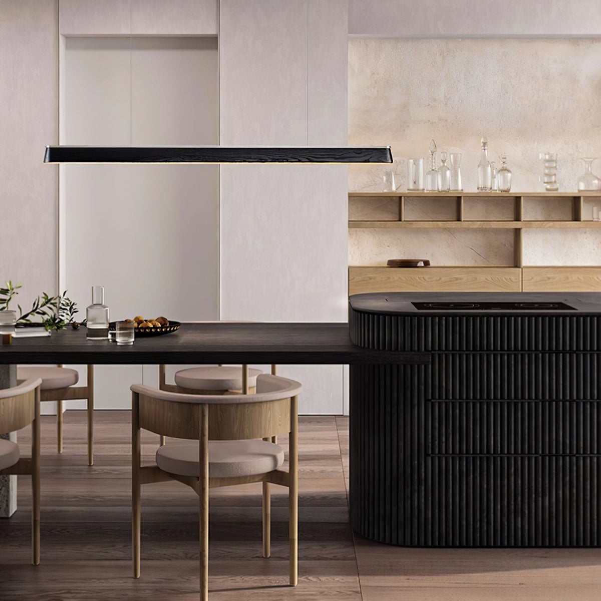Zura Industrial Wood Linear Pendant Lamp