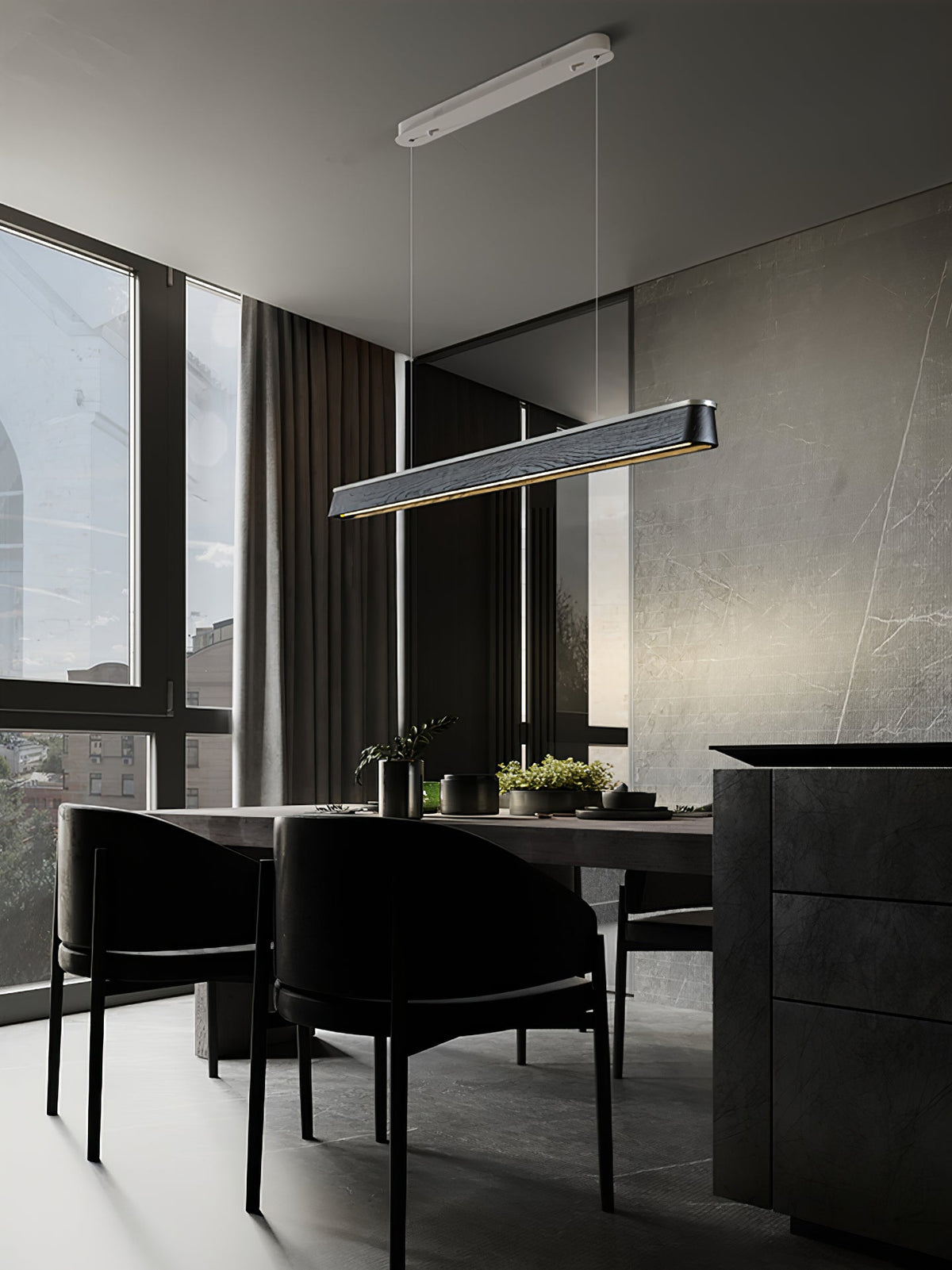 Zura Industrial Wood Linear Pendant Lamp