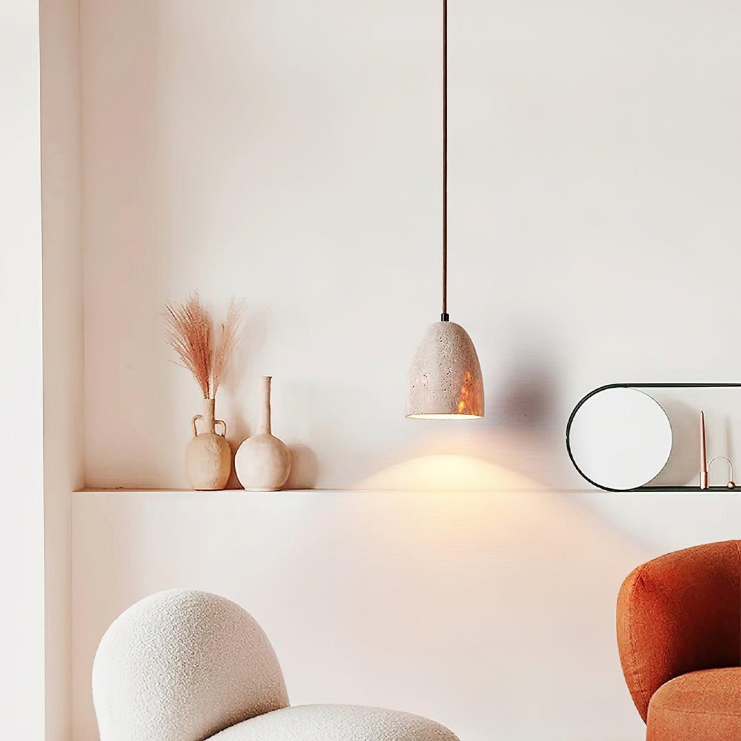 Evtheira Conical Travertine Pendant Light