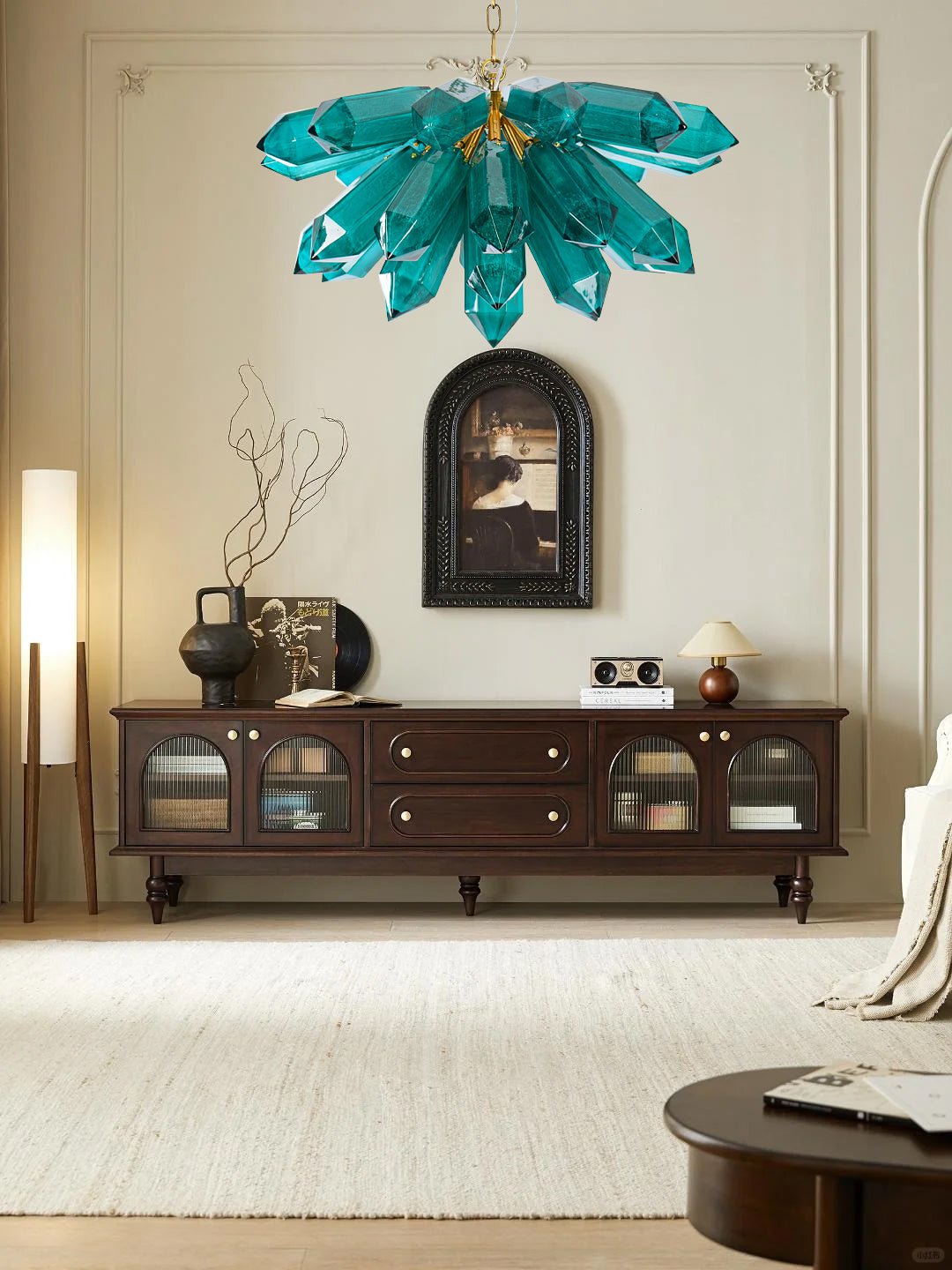 Luxalira Chandelier Emerald Crystal Starburst Gold