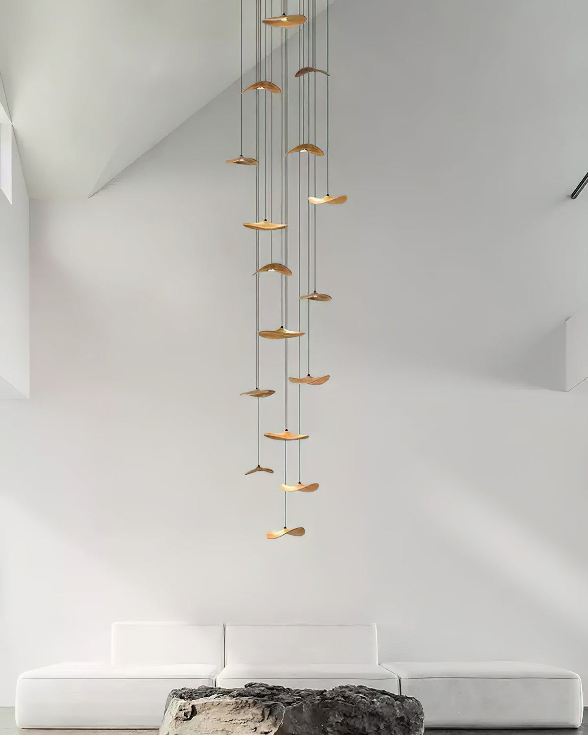 Abbott Modern Minimalist Empty Leaf Wood Chandelier