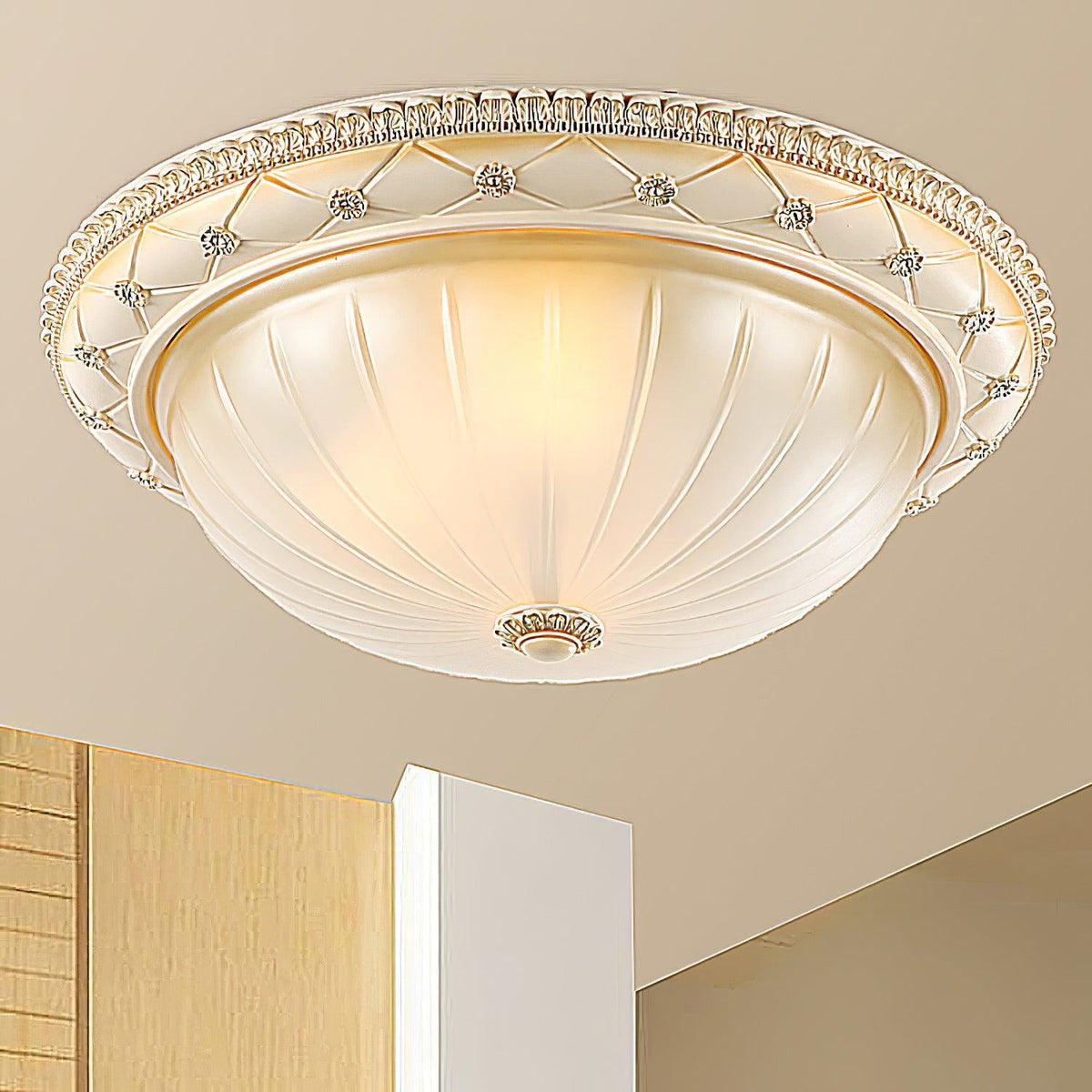 Cerlin Elegance Vintage Resin Glass Flush Ceiling Light