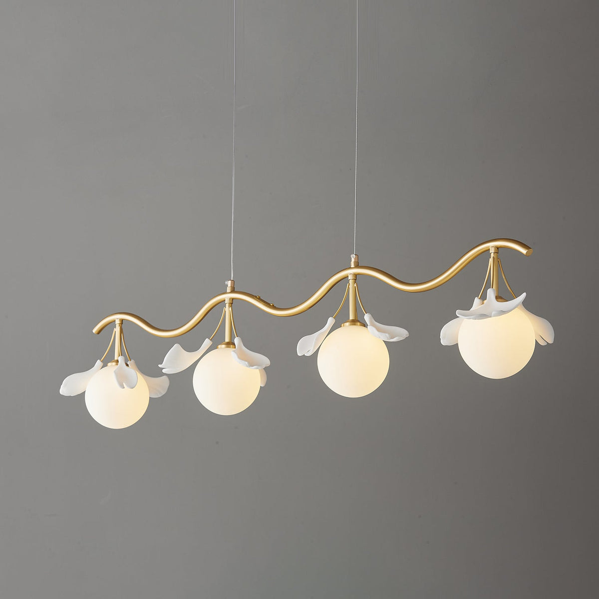 Hunell Floral Brass Chandelier