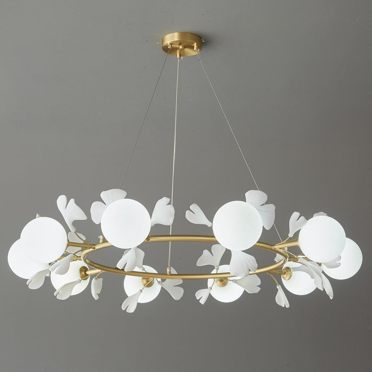 Hunell Floral Brass Chandelier