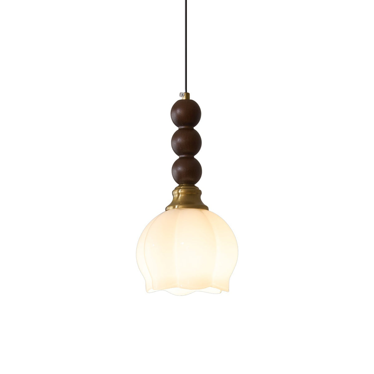 Vothaila Traditional Elegance Vintage Glass Wood Pendant Light