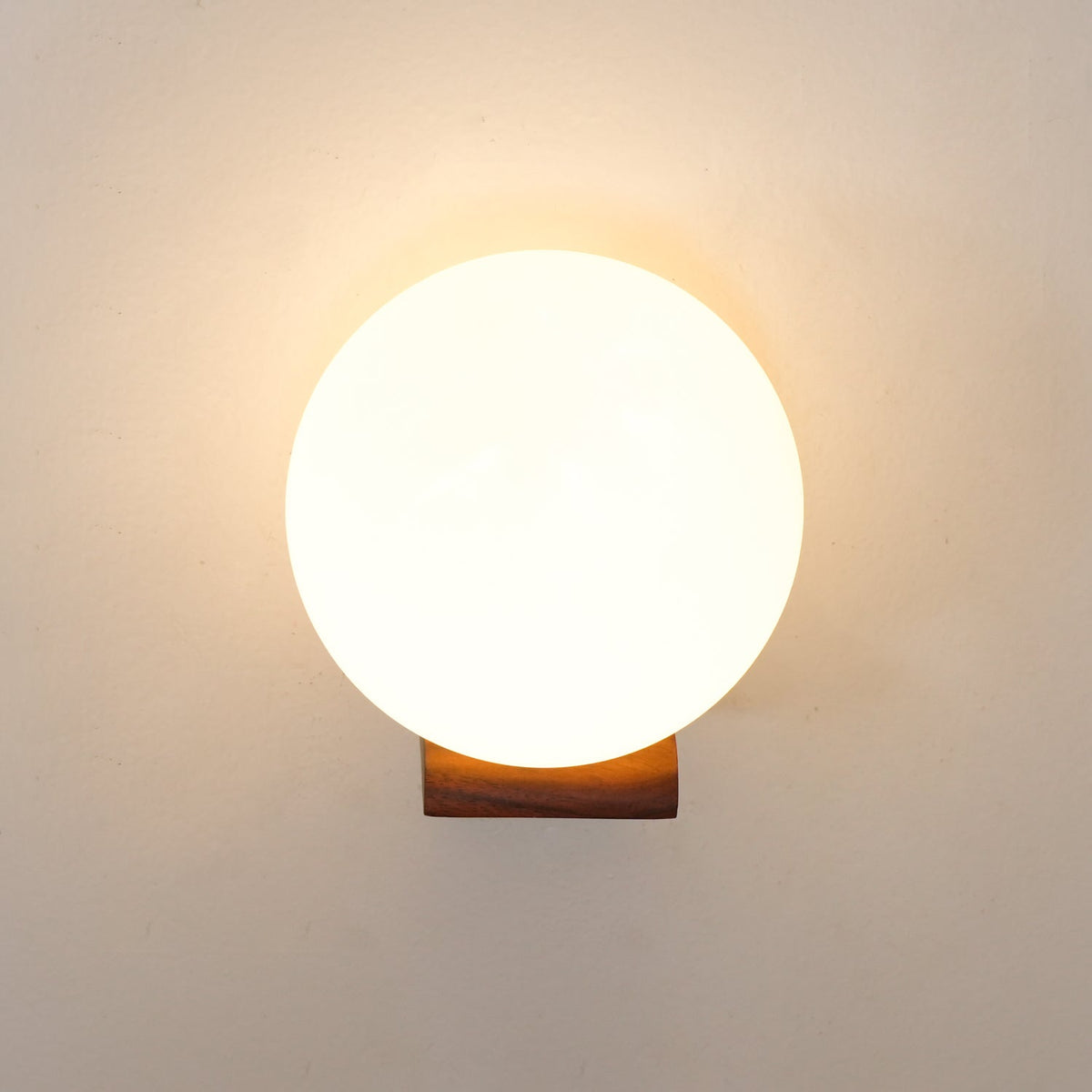 Icarara Modern Minimalist Orb Wood Glass Wall Lamp