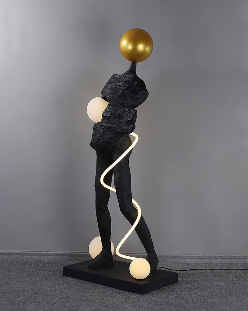 Nycaran Sculptural Black Floor Lamp