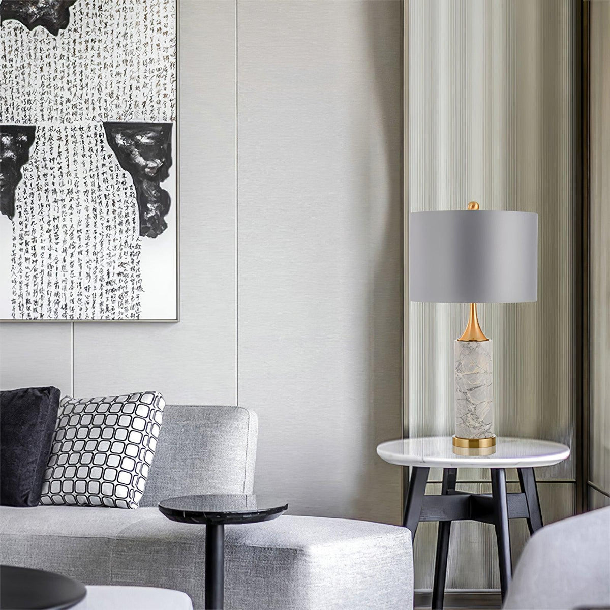 Yeth Marble Fabric Table Lamp