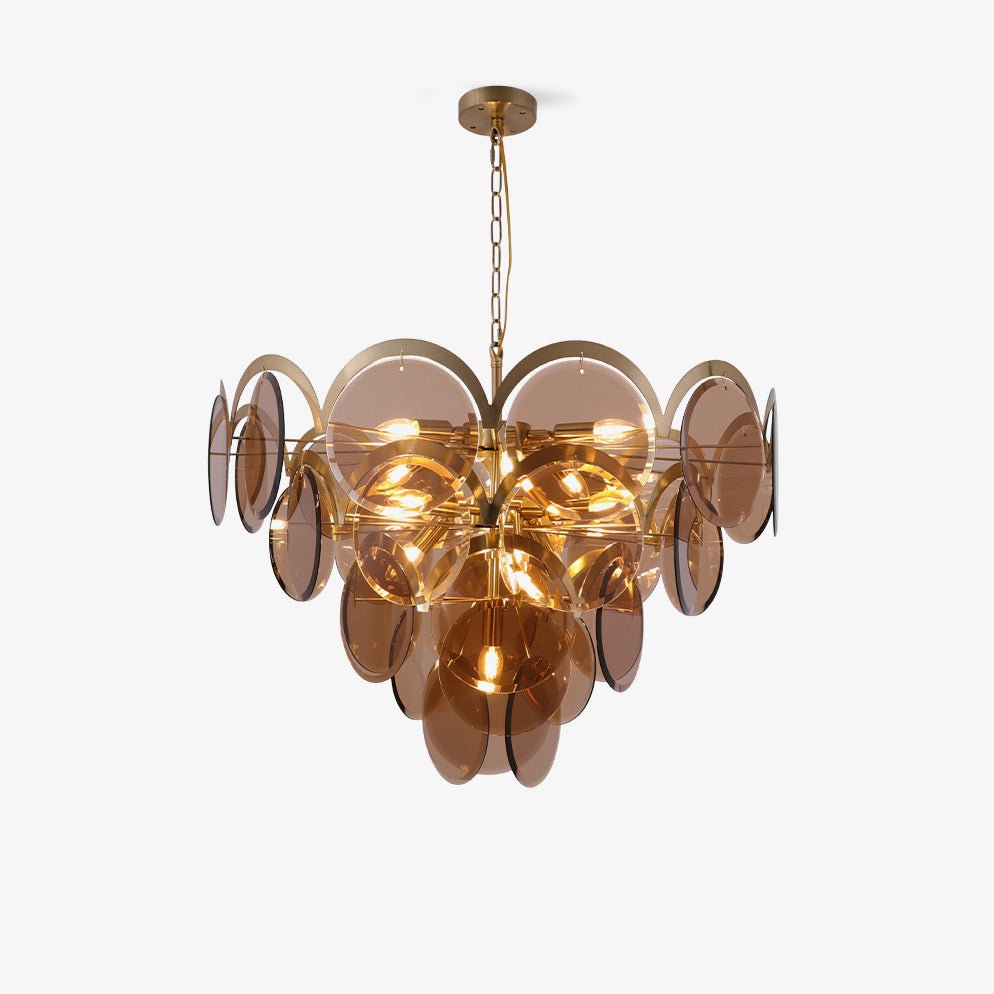 Bryndis Chandelier Amber Glass Tiered Circles