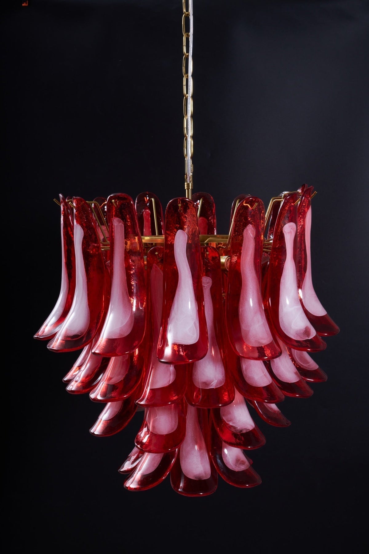 Celarine Chandelier Red Petal Glass Layered Artistic