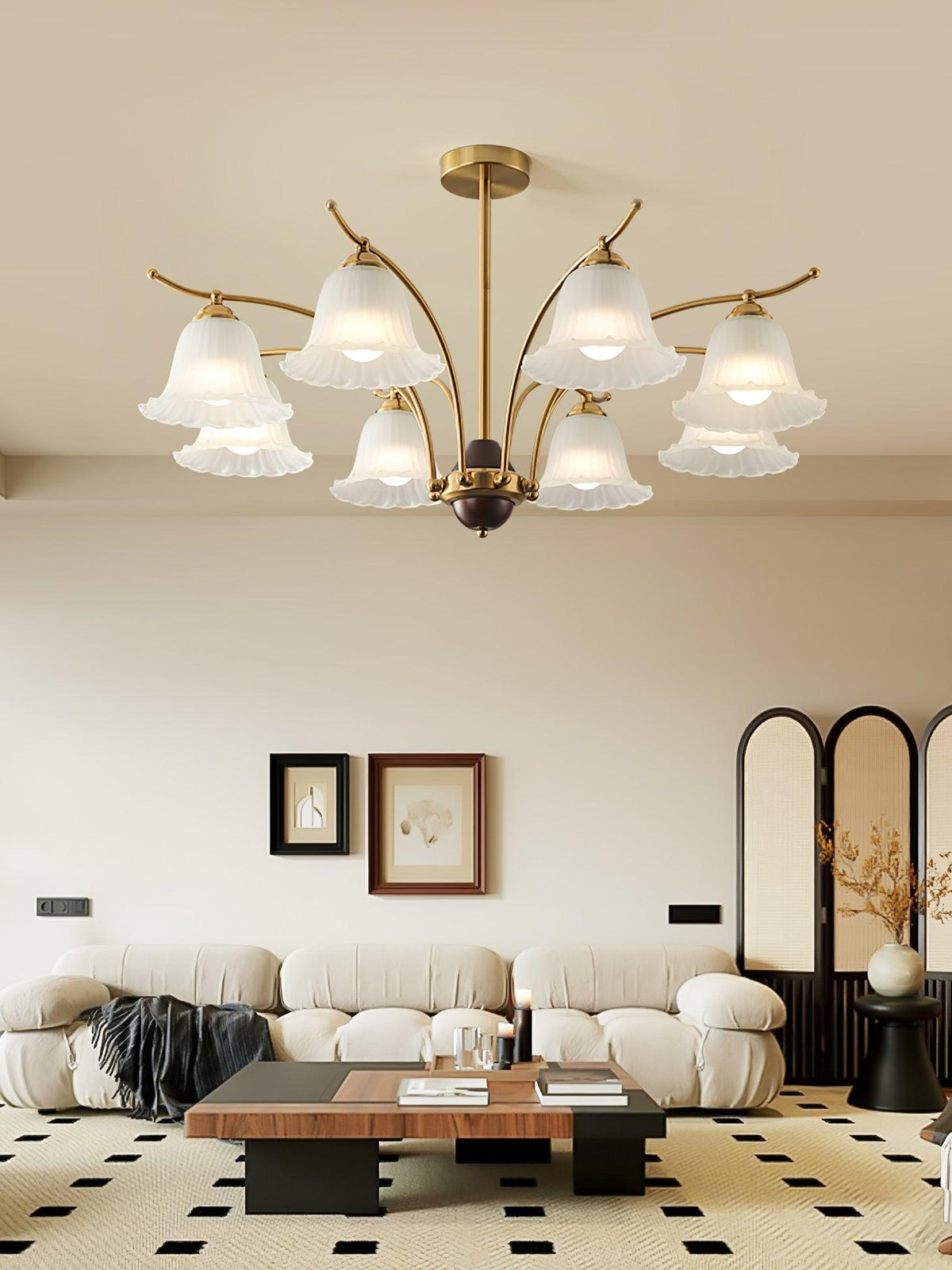 Ohel Brass Alabaster Chandelier