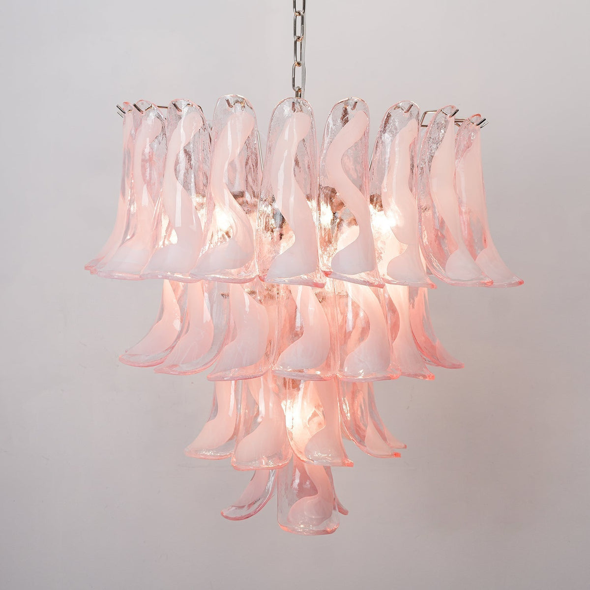 Miraian Chandelier Pink Murano Lily Petal Cascading Floral Classic