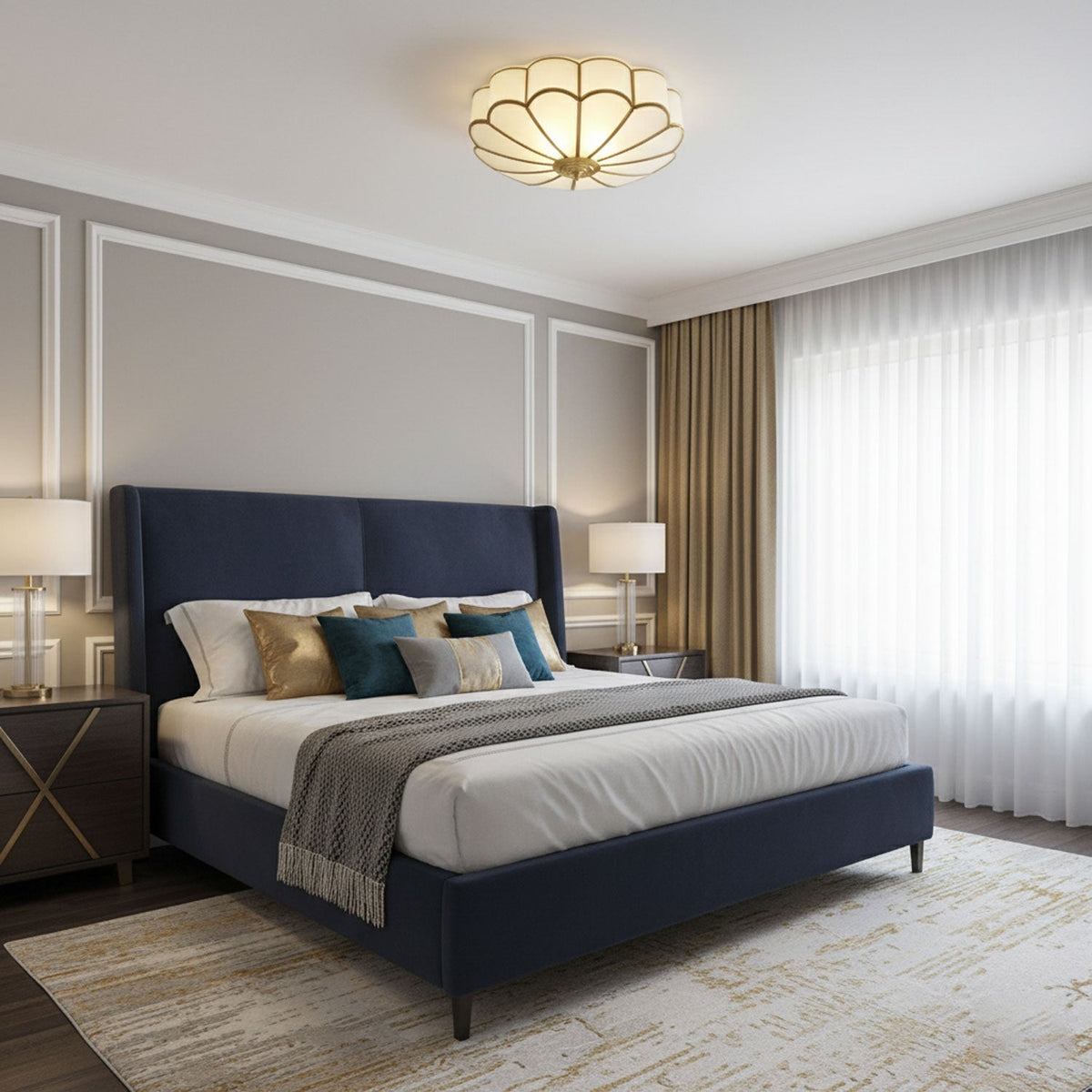 Feina Flower Shape Glass Flush Mount Ceiling Light