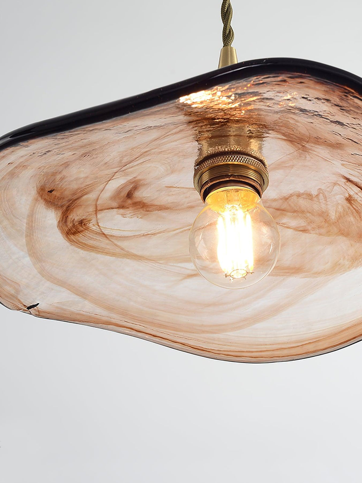 Hildes Art Flower Petal Swag Brass Glass Pendant Light