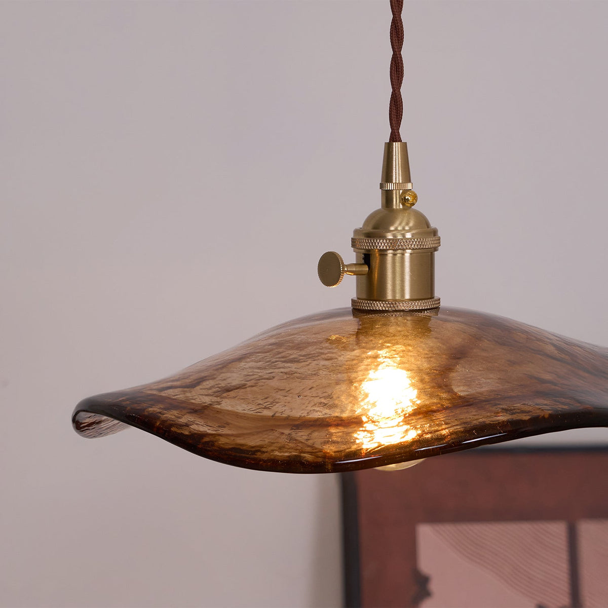 Hildes Art Flower Petal Swag Brass Glass Pendant Light