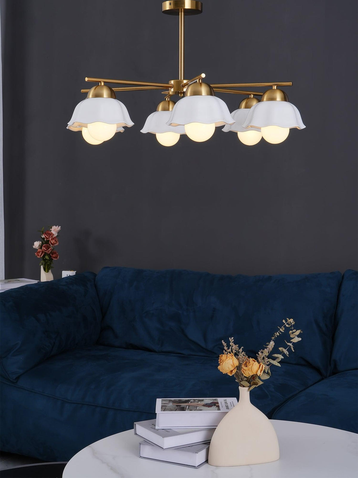 Zasila Nordic Art Flower Shade Ceramics Chandelier