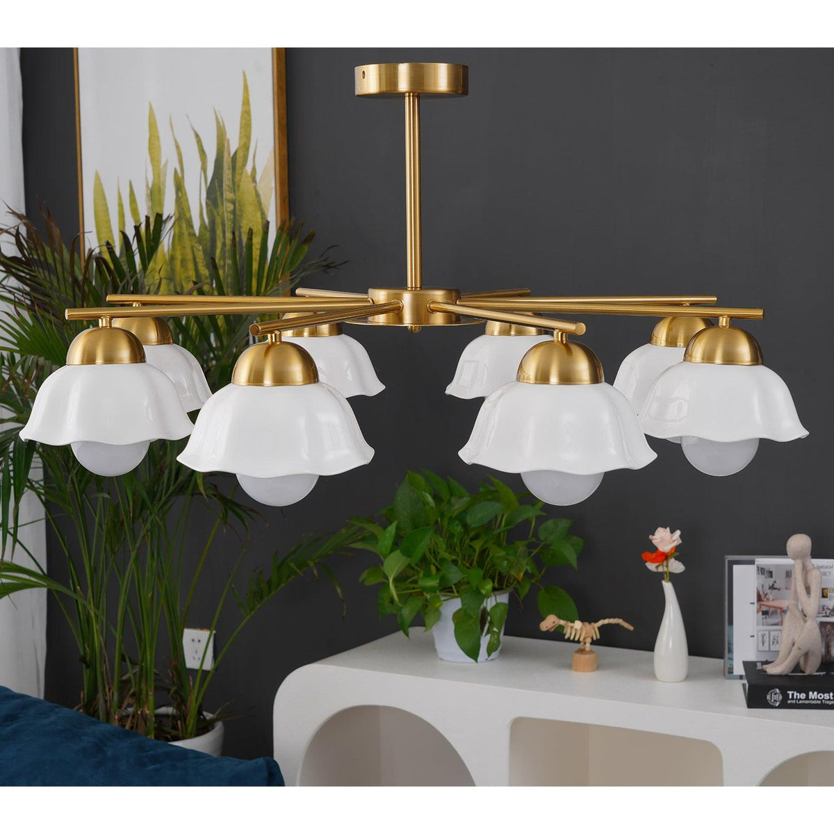 Zasila Nordic Art Flower Shade Ceramics Chandelier