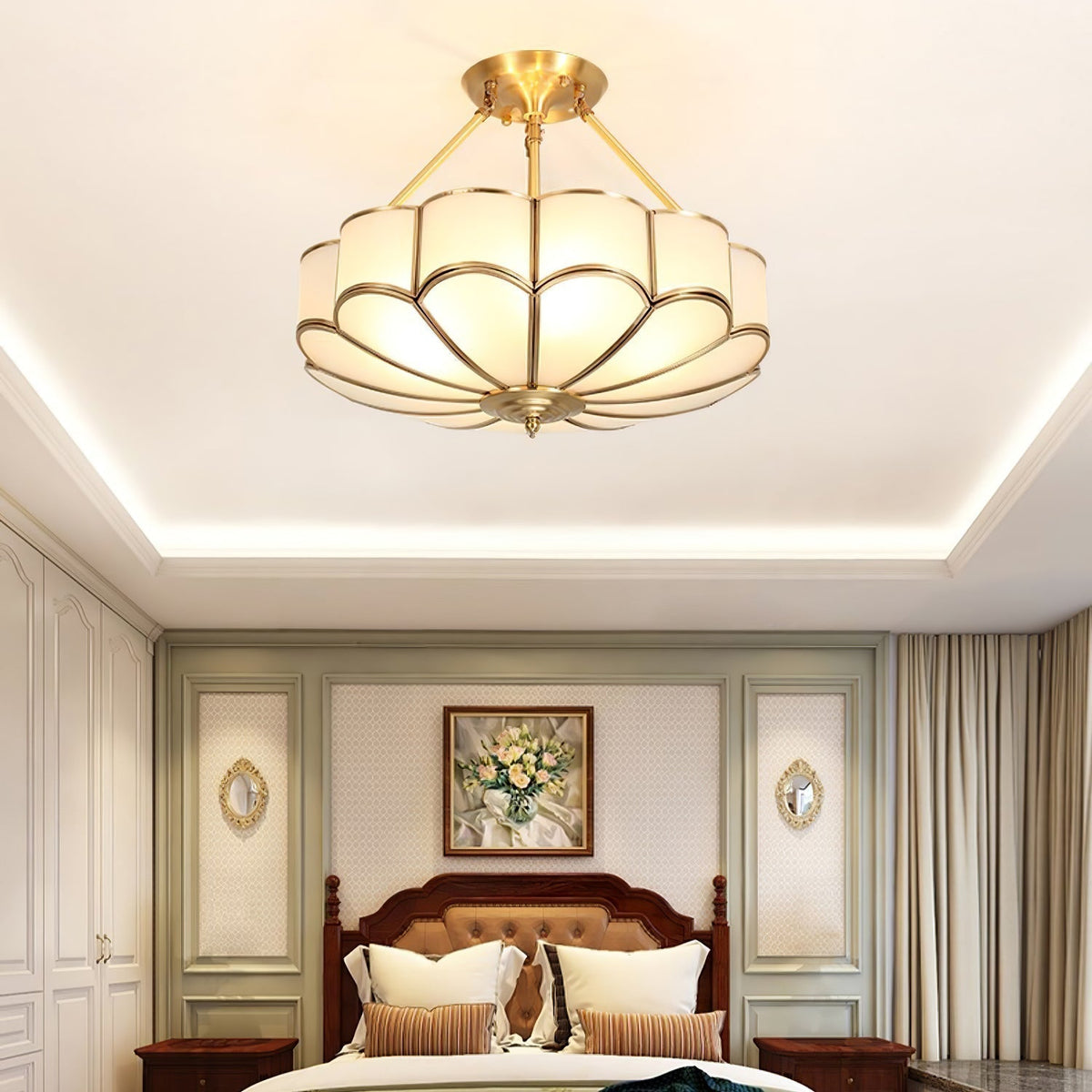 Levenor Ceiling Light Frosted Glass Petal Brass Art