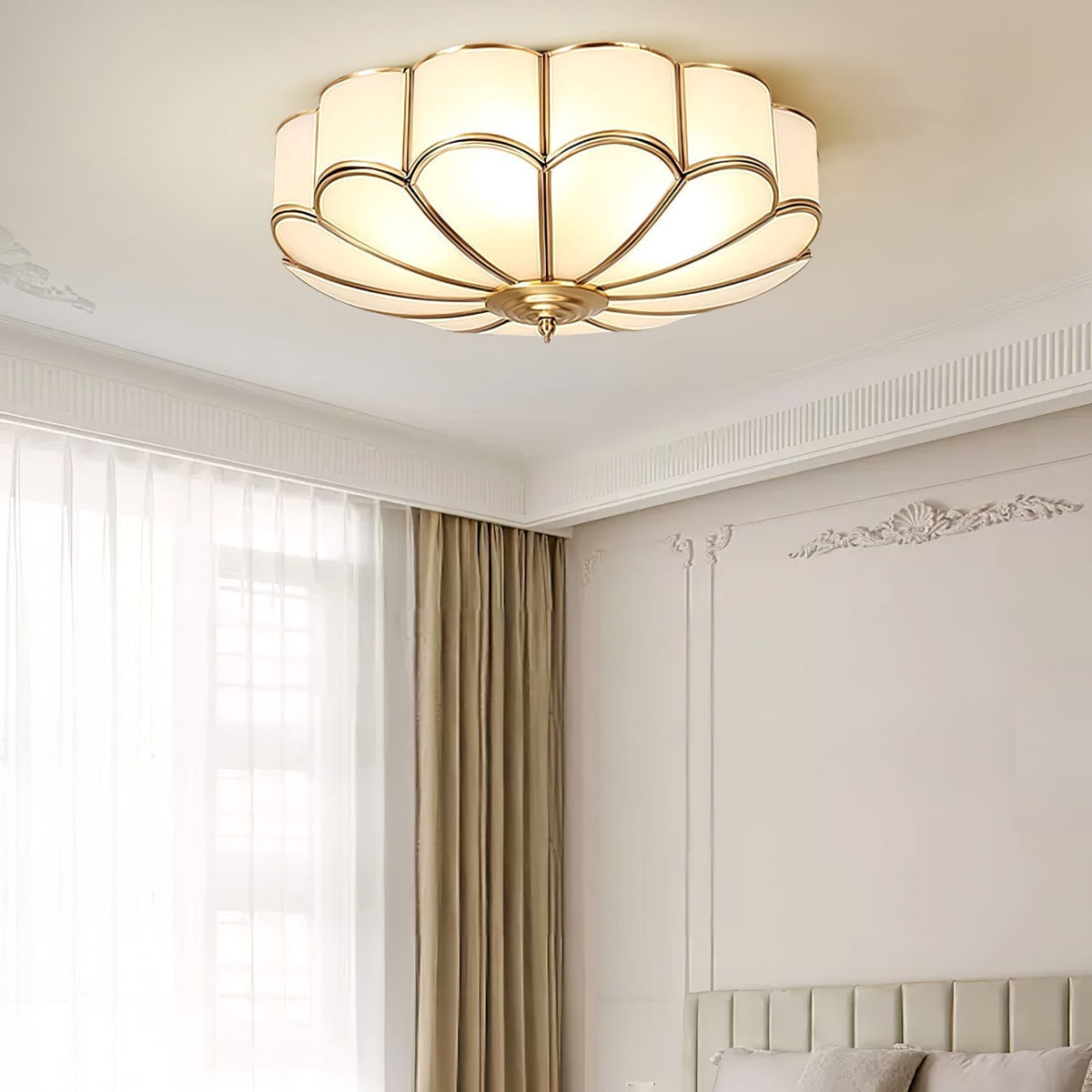 Adeline Ceiling Light Flower Shape Glass Brass
