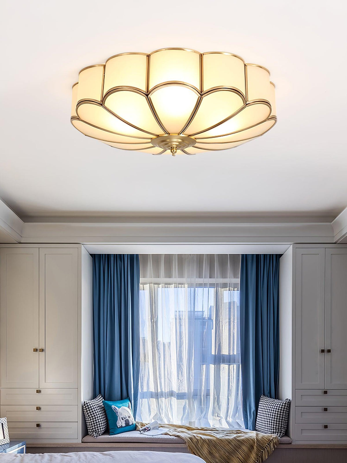 Adeline Ceiling Light Flower Shape Glass Brass