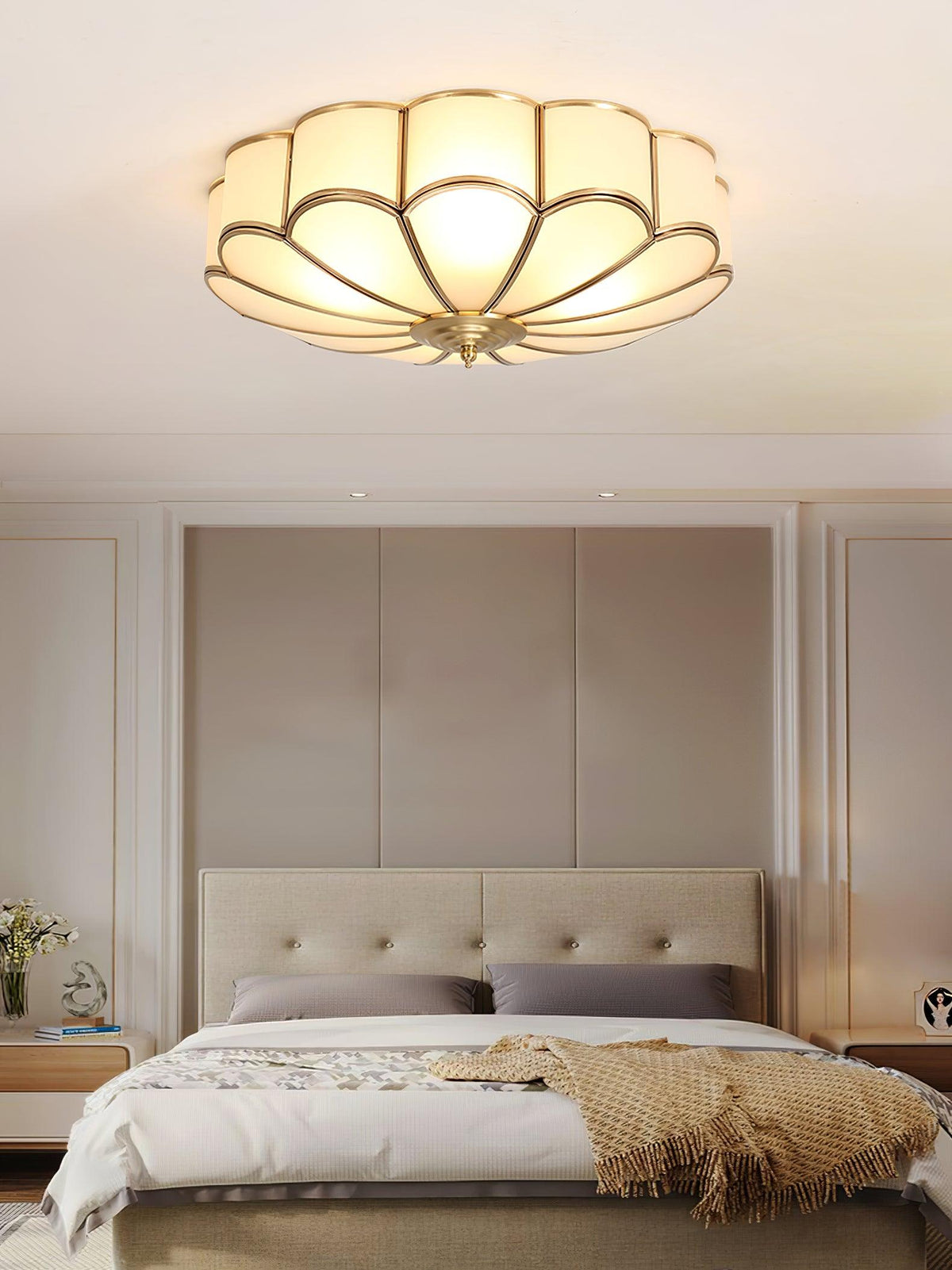 Adeline Ceiling Light Flower Shape Glass Brass