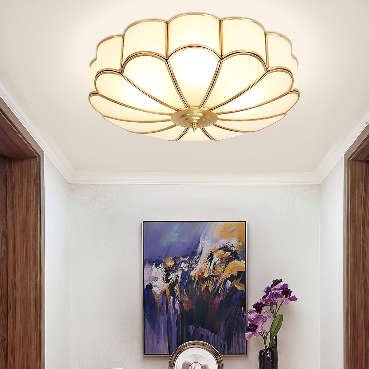 Feina Flower Shape Glass Flush Mount Ceiling Light