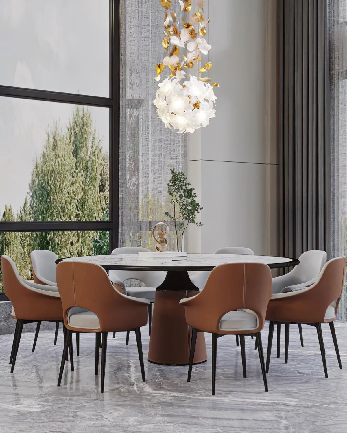 Araeos Flying Flowers Fluttering Brass Chandelier