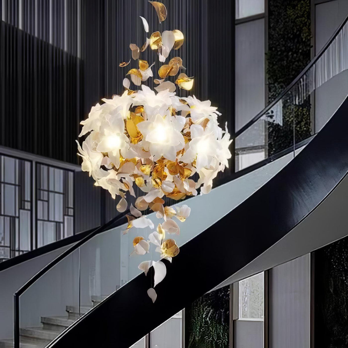 Araeos Flying Flowers Fluttering Brass Chandelier