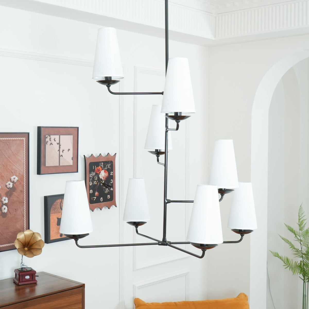 Caseneon Chandelier Vertical Copper Linen