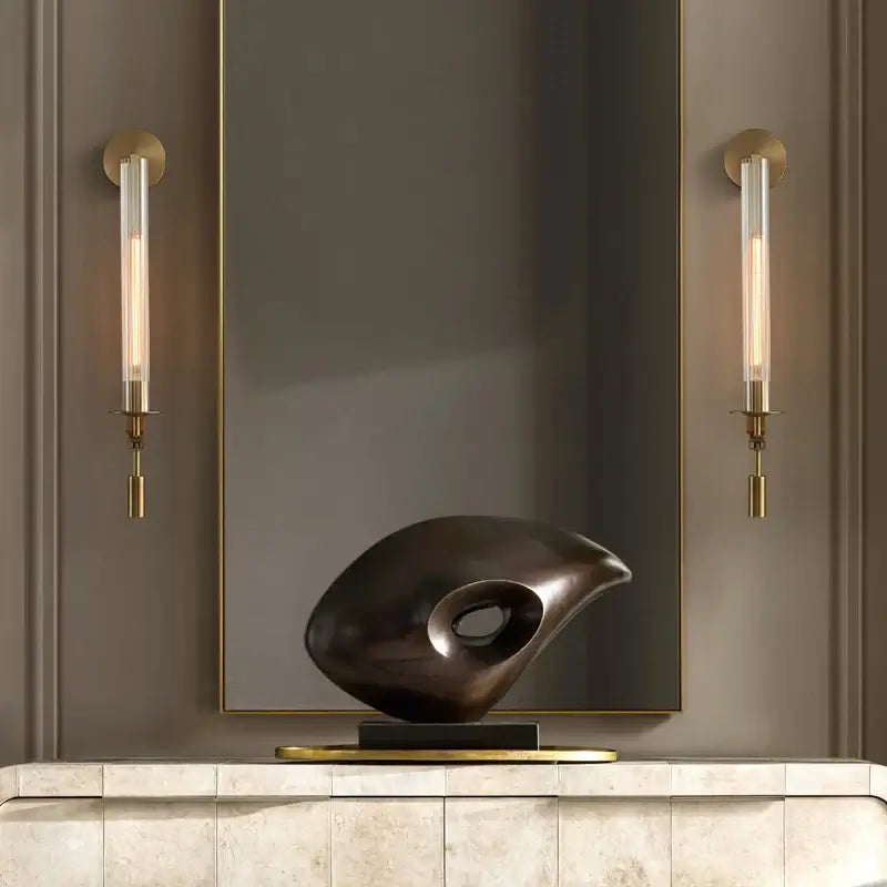 Ceshaisra French Classicism Plug-in Brass Glass Wall Lamp