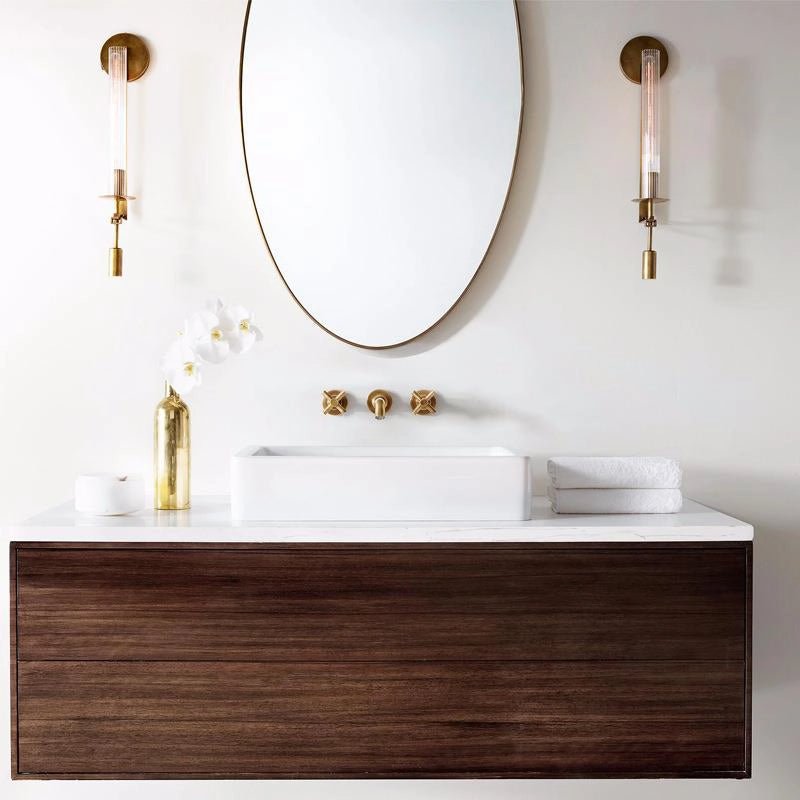Ceshaisra French Classicism Plug-in Brass Glass Wall Lamp
