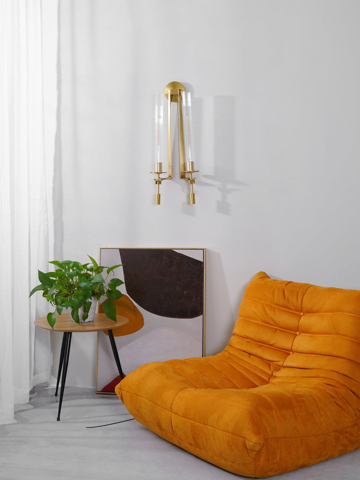 Ceshaisra French Classicism Plug-in Brass Glass Wall Lamp