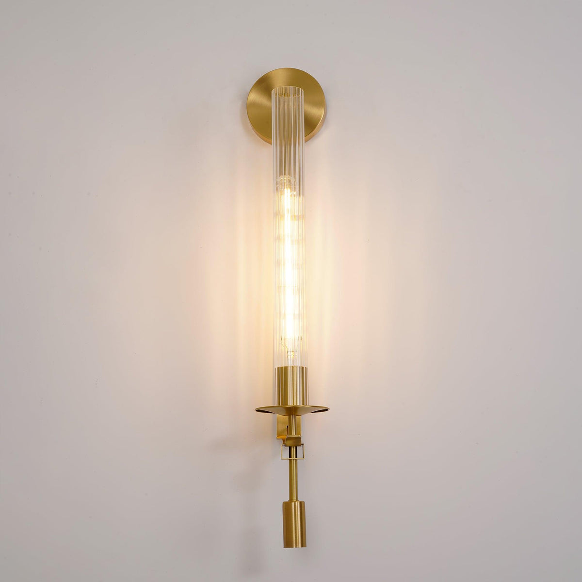 Ceshaisra French Classicism Plug-in Brass Glass Wall Lamp