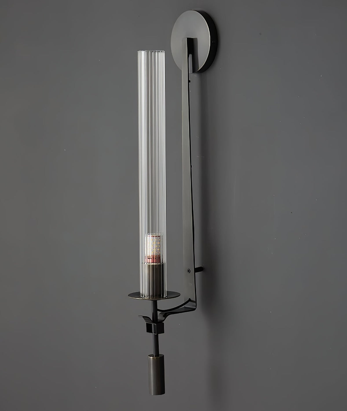 Veloora Wall Lamp Brass Minimalist Ribbed Glass