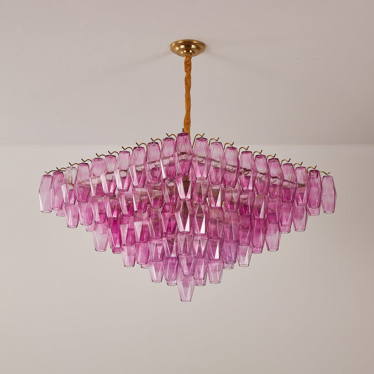 Miroian Chandelier Fuchsia Prism Inverted Pyramid