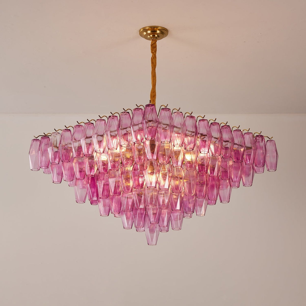 Miroian Chandelier Fuchsia Prism Inverted Pyramid