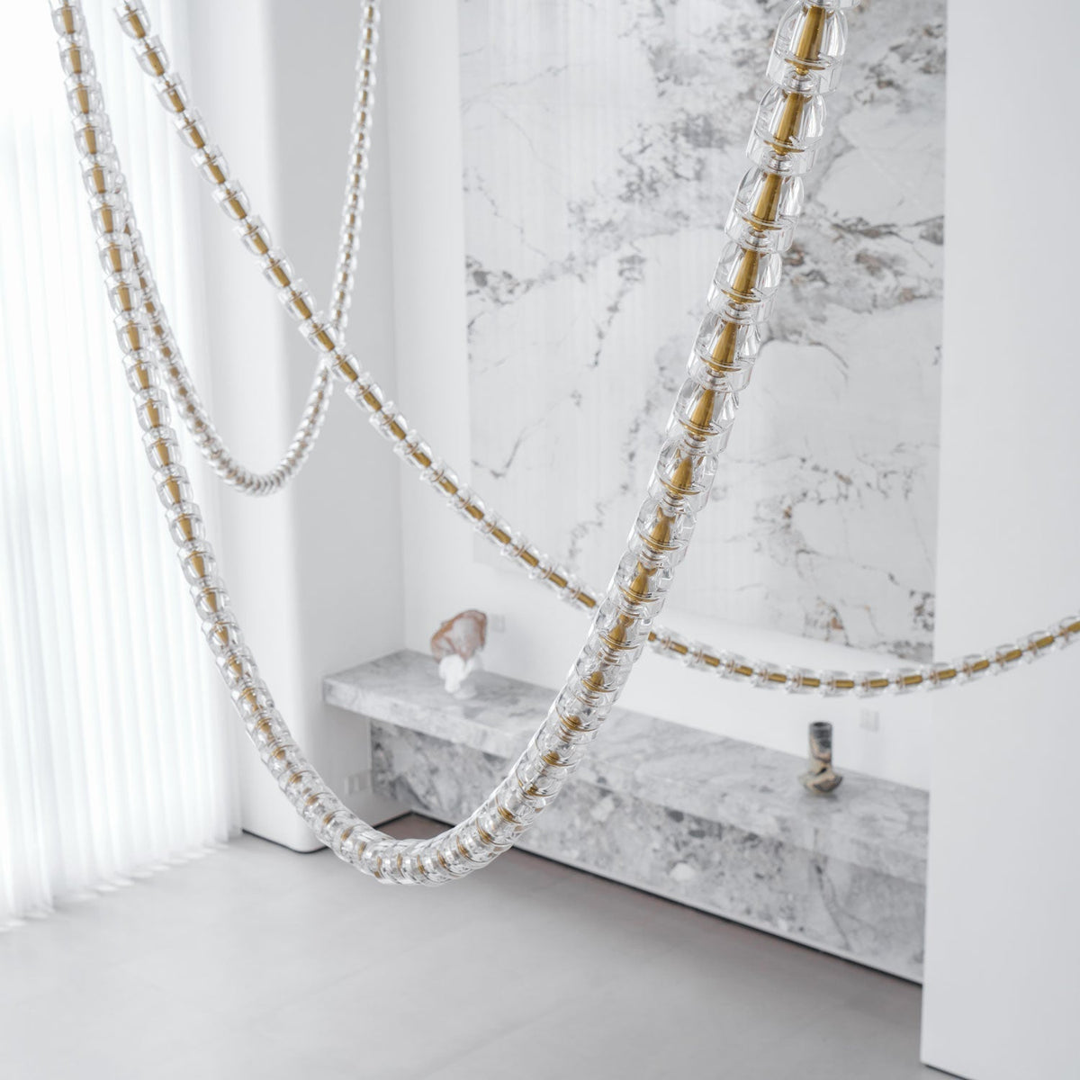 Elyisaine Chandelier Crystal Gold LED 3-Line