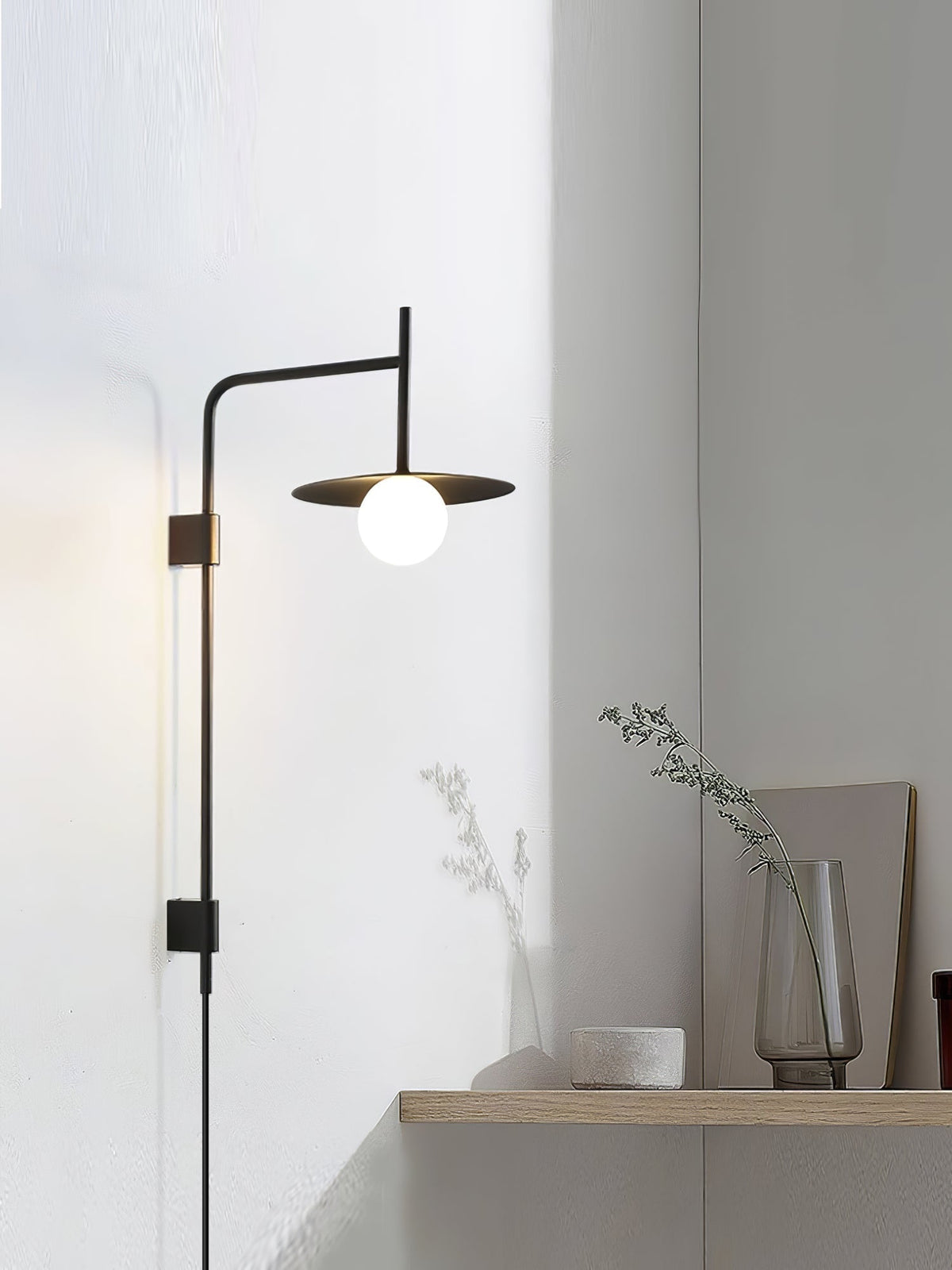 Paxon Swing Arm Plug-in Glass Wall Lamp