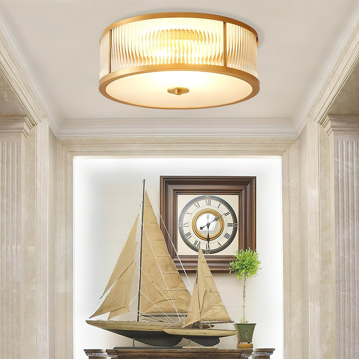 Veleriella Brass Glass CeIling Lamp