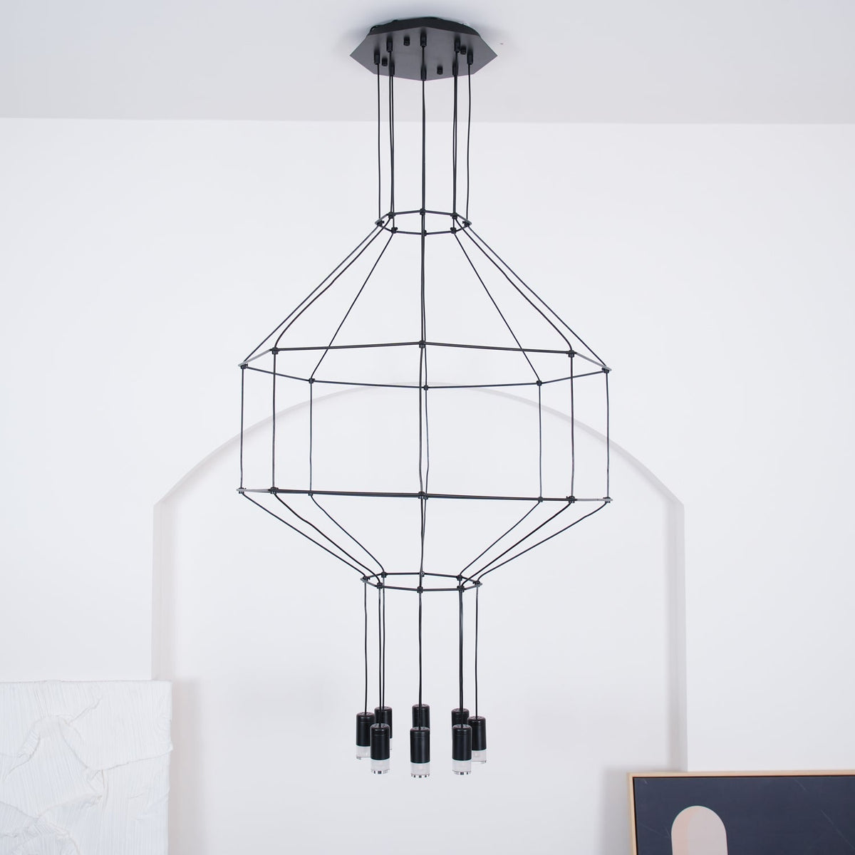 Elaalora Pendant Lamp Geometric Wire Black LED