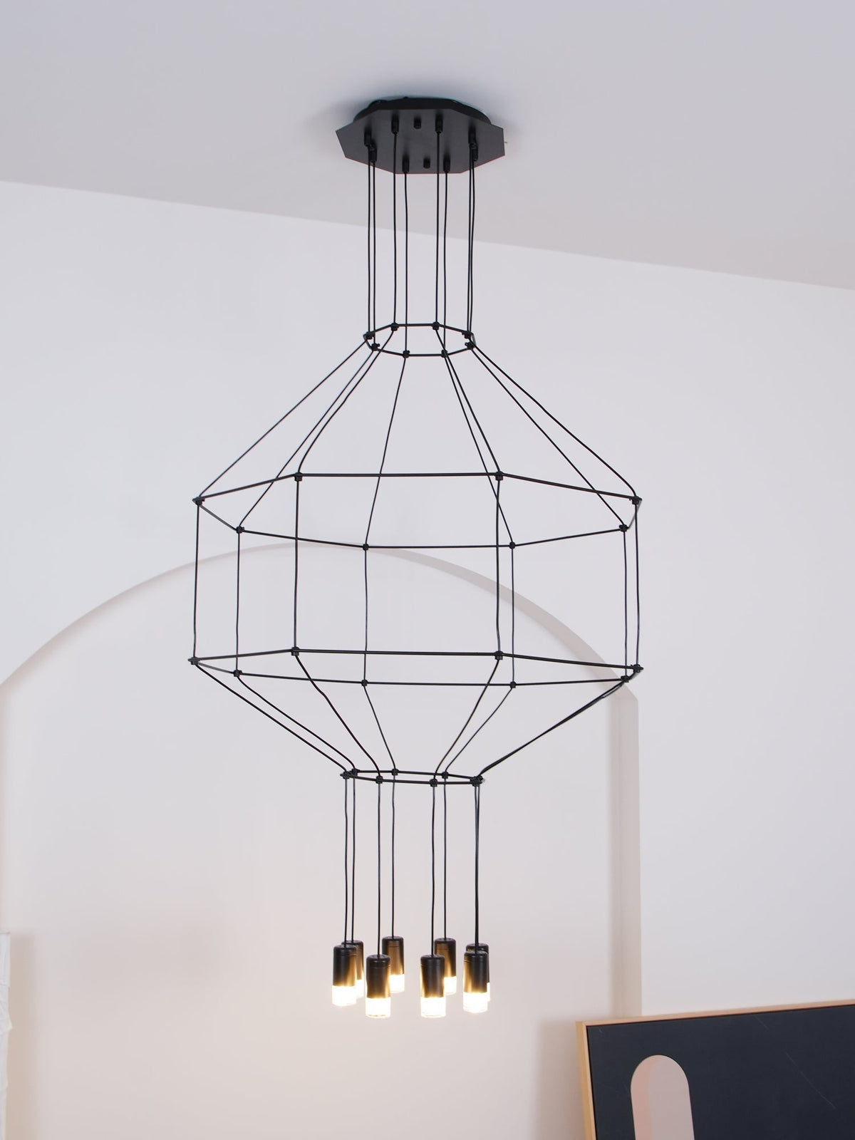 Elaalora Pendant Lamp Geometric Wire Black LED
