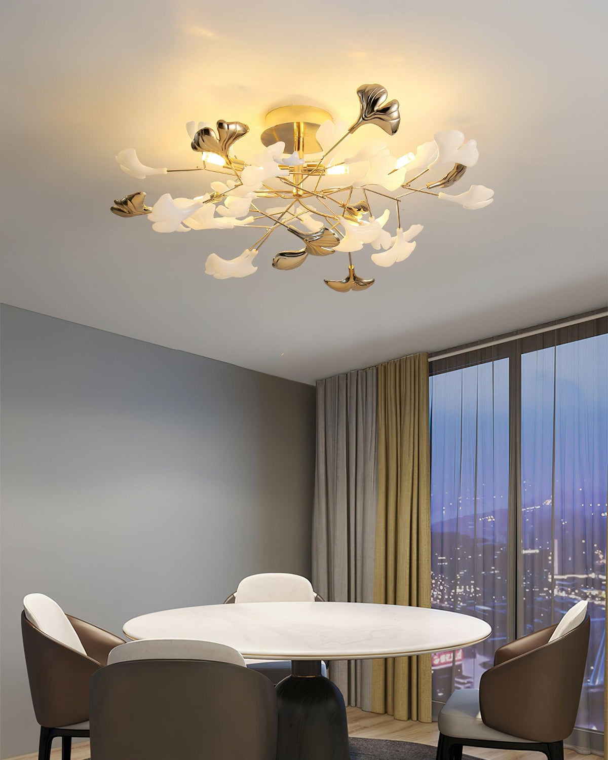 Artheel Premium Nordic Art Gingko Rotating Ceramics Ceiling Lamp