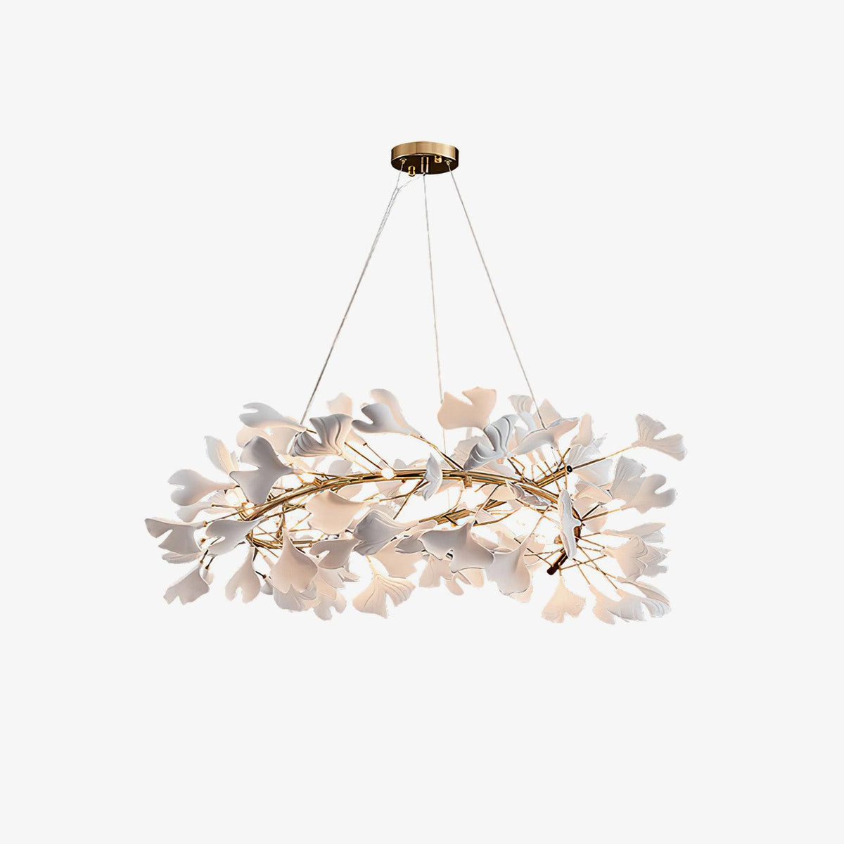Umberis Pendant Lamp Gingko Porcelain Leaves Gold