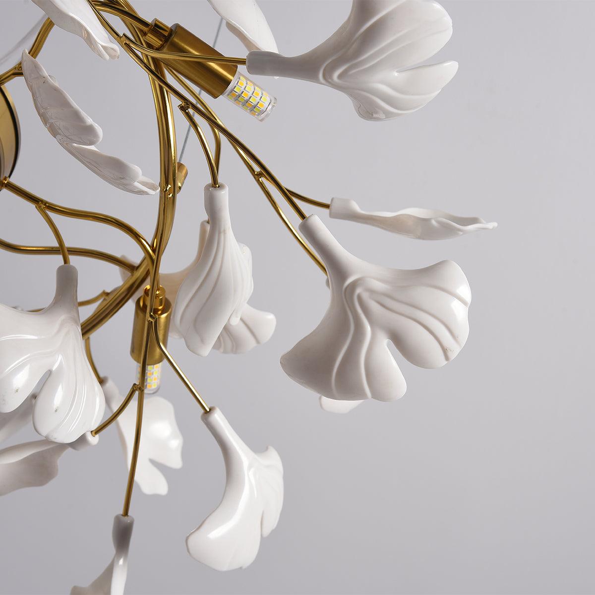Oden Chandelier Ginkgo Leaf Ceramic Sculptural