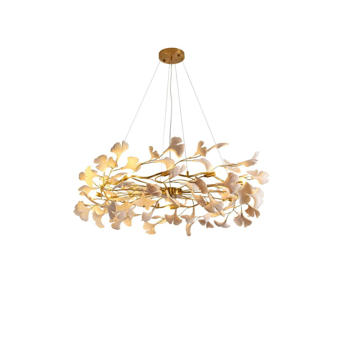 Oden Chandelier Ginkgo Leaf Ceramic Sculptural